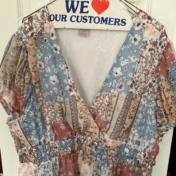 No Boundaries Bohemian Patchwork Cropped Wrap Top - Picture 2 of 4